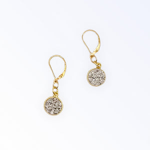 Sparkly Earrings - Silver Druzy Gemstone