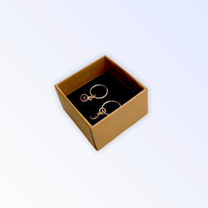 Amethyst hoop earrings - 14mm 14kt gold filled gemstone bezel earrings