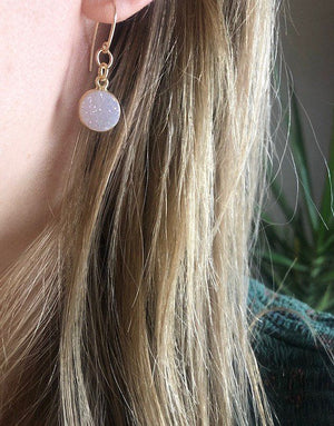 Sparkly White Druzy Drop Earrings