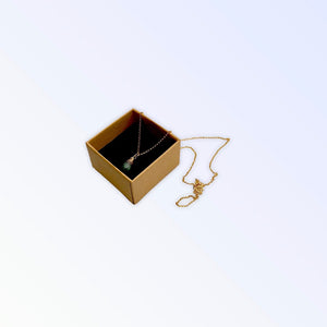 Emerald teardrop necklace - 14kt gold filled- Minimalist (18")