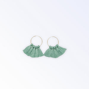 Tassel Hoop Earrings- Teal Blue Green
