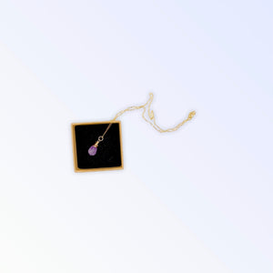 Gold Amethyst Teardrop Necklace (18”)