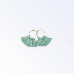 Tassel Hoop Earrings- Teal Blue Green