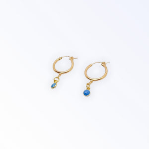 Gold Hoop Earrings - Turquoise