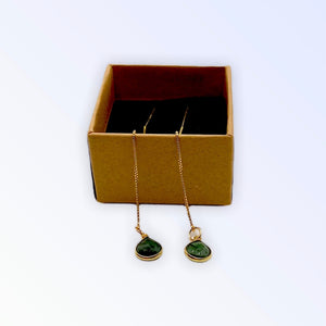 Sweetheart Vermeille Emerald Threader Earrings