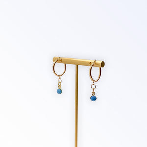 Gold Hoop Earrings - Turquoise