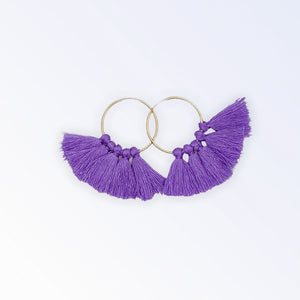 Tassel Hoop Earrings - Purple