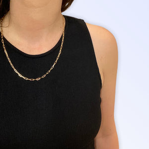 Lux Gold Filled Paperclip Chain Necklace - 18” plus extender