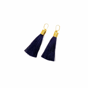 Navy & Gold Tassel Earrings