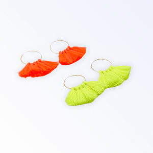 Tassel Hoop Earrings - Neon Orange