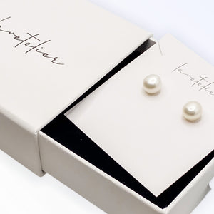 Pearl Stud Earrings - White