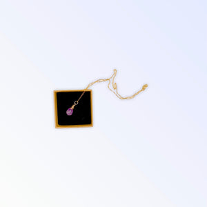 Gold Amethyst Teardrop Necklace (18”)